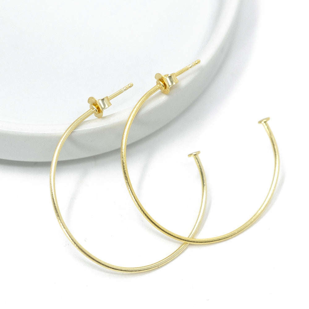 Light as air classic small gold hoops with post!  1 3/4 inches.  24k gold over sterling hoop earring.